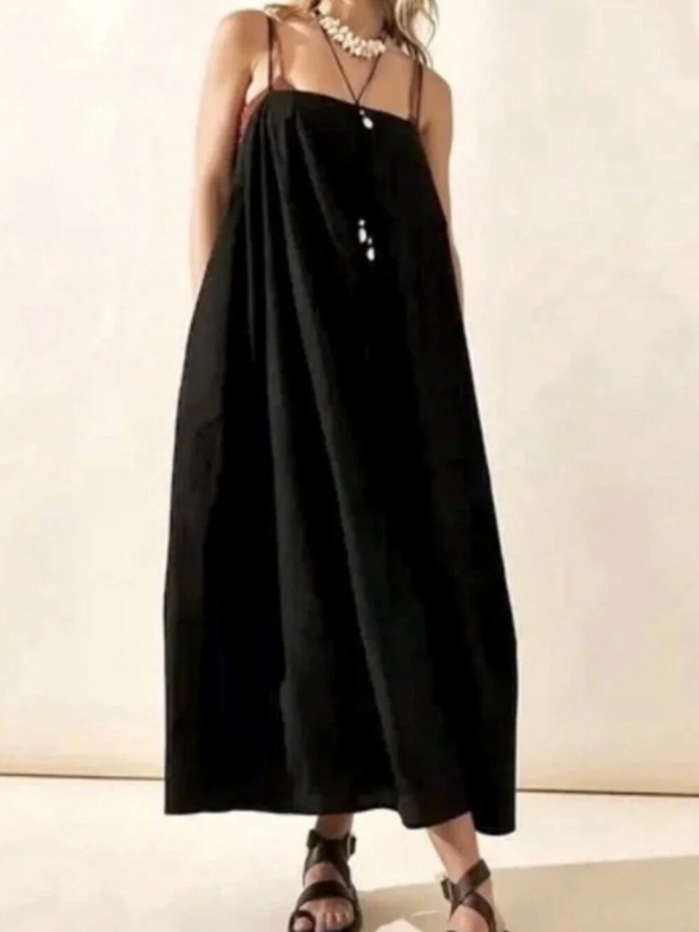 Free People Struttin Black Spaghetti Strap Midi Dress - Picture 5 of 5